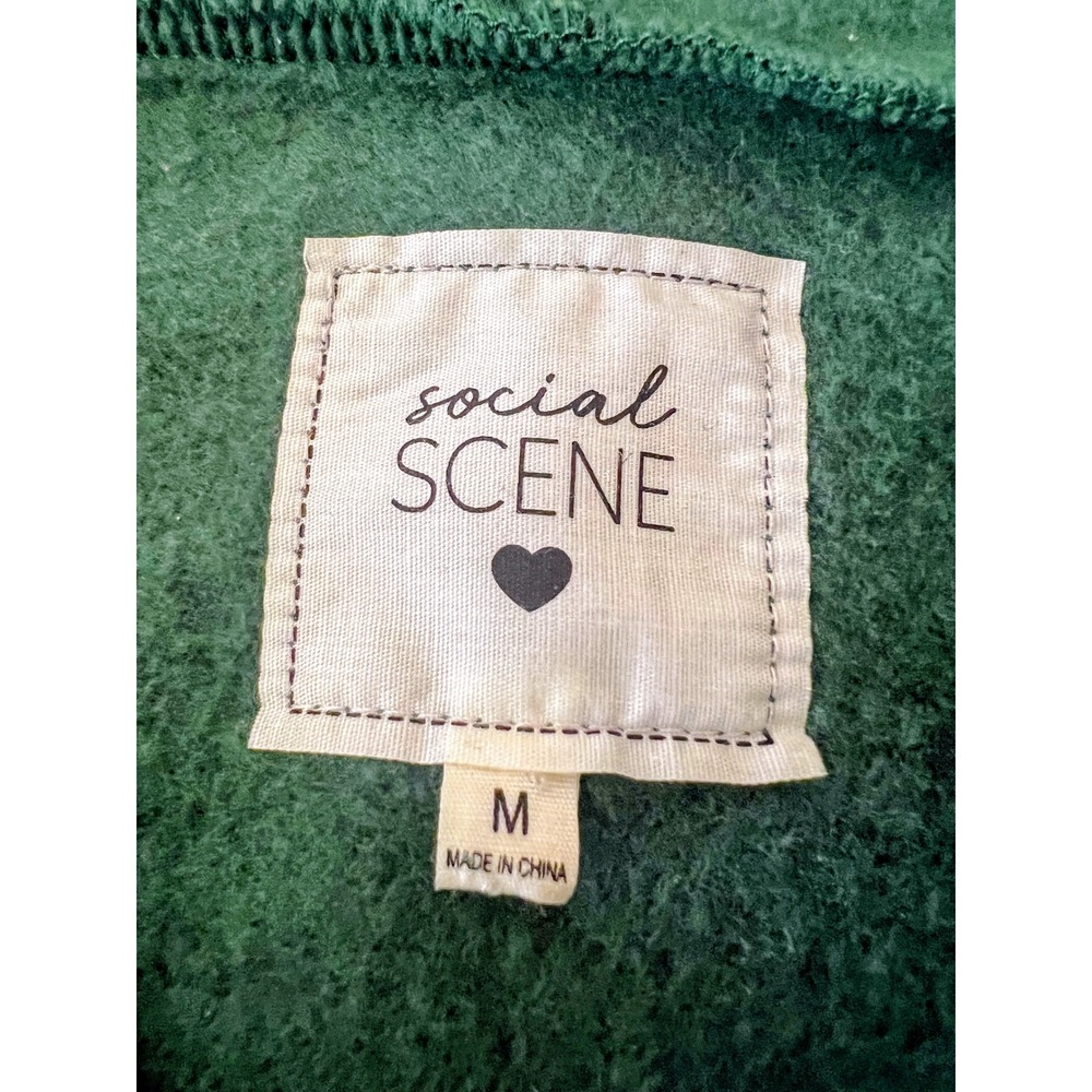 Social Scene Womens Forest‎ Green Quarter Zip O-Ring Hoodie Sweatshirt Medium - Picture 3 of 8